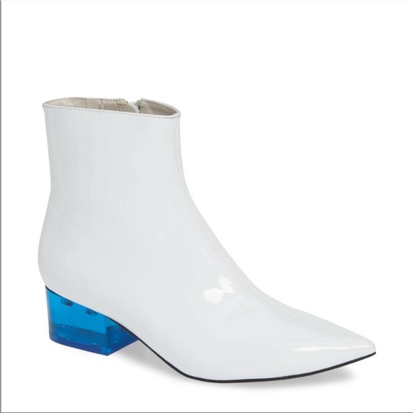 Jeffrey Campbell Shoes - Jeffrey Campbell Luminate white booties with blue heel